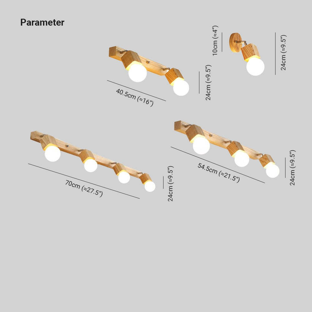 Ozawa Modern Wall Lamp Dimensions, Wooden Vanity Light