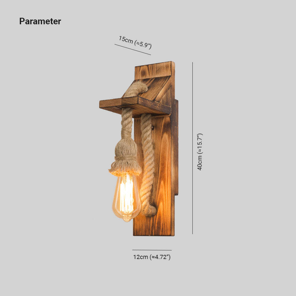 Wood & Rope LED Wall Light Dimensions