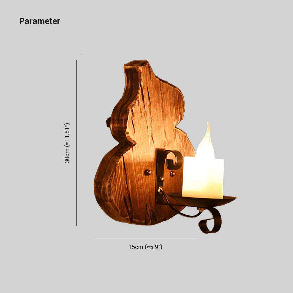 Austin Wall Lamp, vintage wood and metal candle sconce dimensions