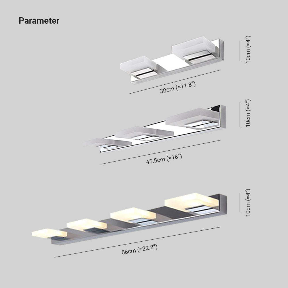 Leigh Modern Square Wall Lamp dimensions: 30cm to 58cm