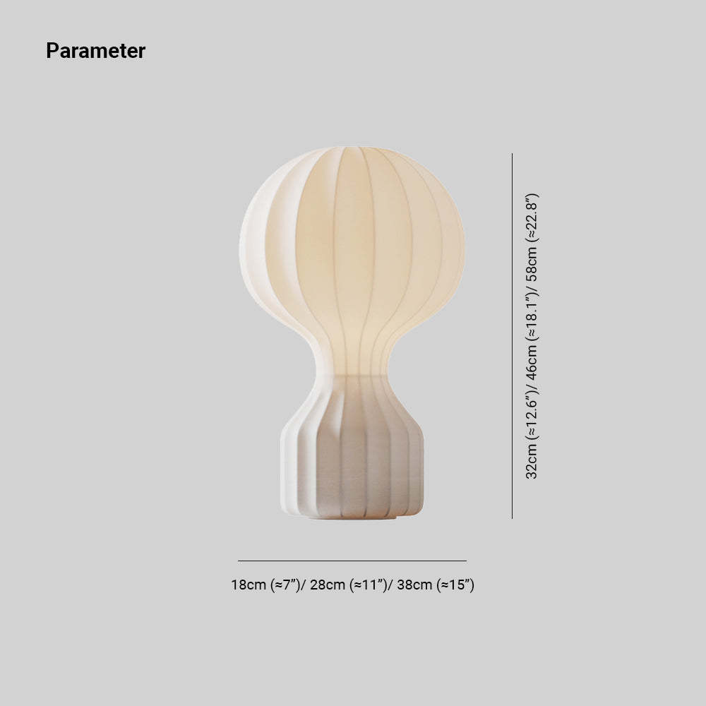 Renée Table Lamp dimensions, Synthetic Silk table light. Lassola Lighting