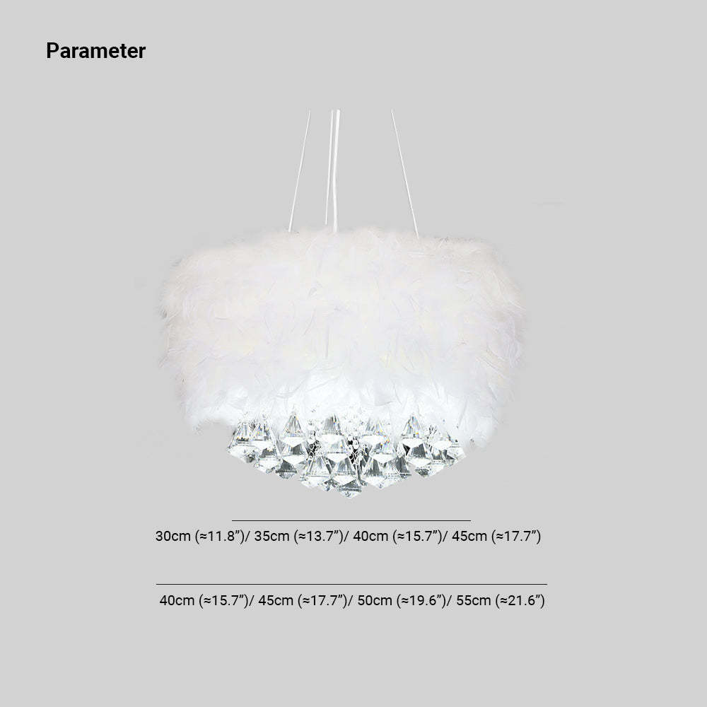O'Moore Chandelier size details, feather crystal