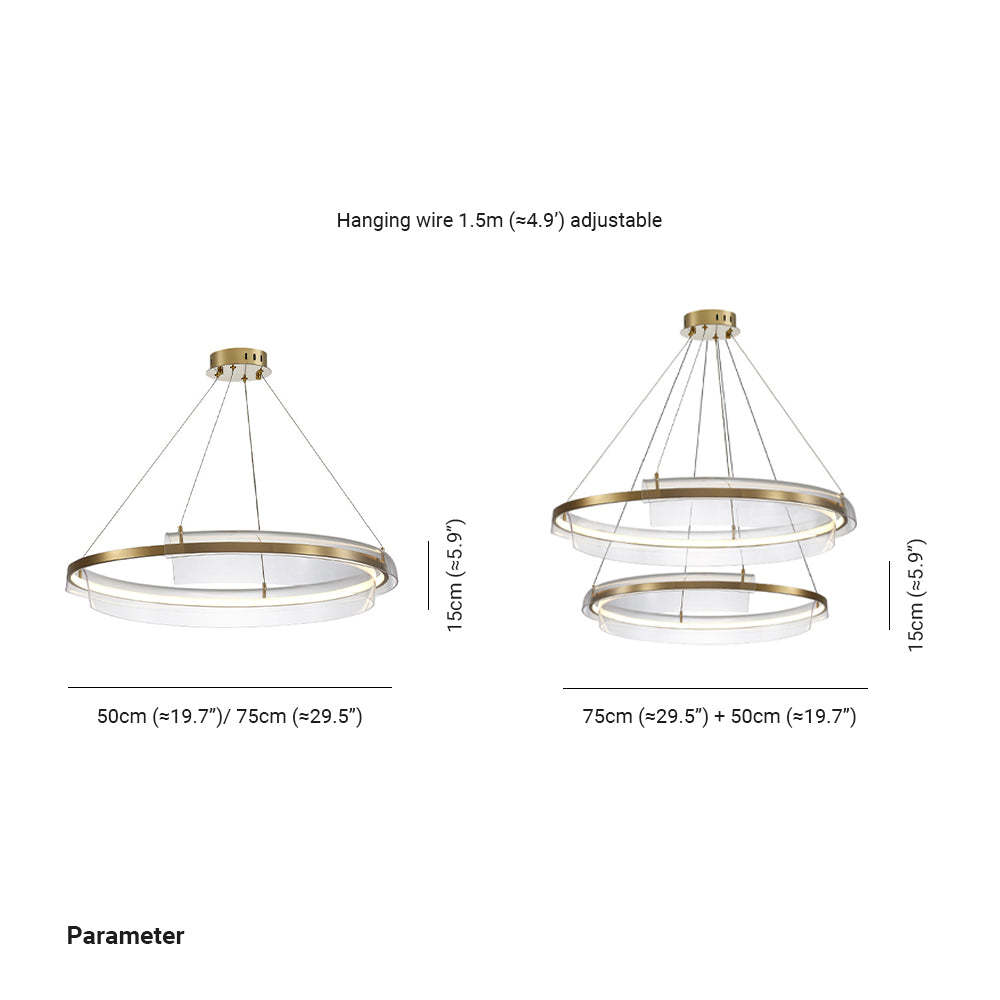 Arisha Pendant Light dimensions: 15cm, 50cm, 75cm