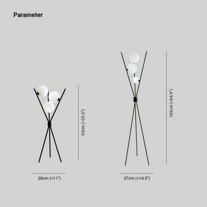Valentina Tripod Floor Lamp/Table Lamp, Metal/Acrylic
