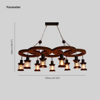 Walnut 5 Ring Pendant Light dimensions