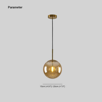 Hailie amber glass pendant light, 15-20cm size