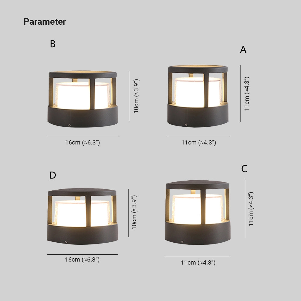 Pena outdoor bollard light dimensions - height, width, depth