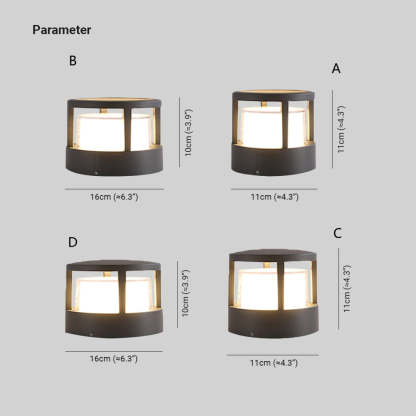 Pena outdoor bollard light dimensions - height, width, depth