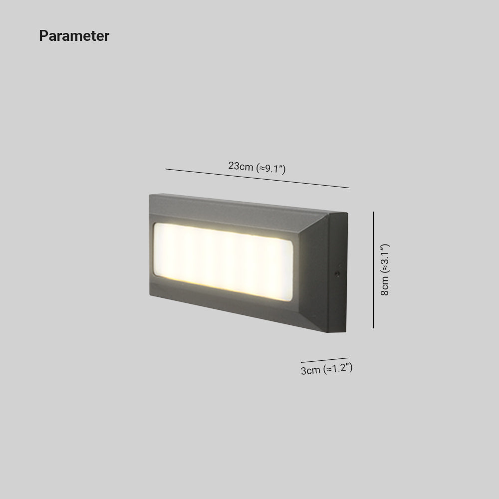 Orr Rectangular Step Light dimensions, 9.1"x3.1", outdoor lighting