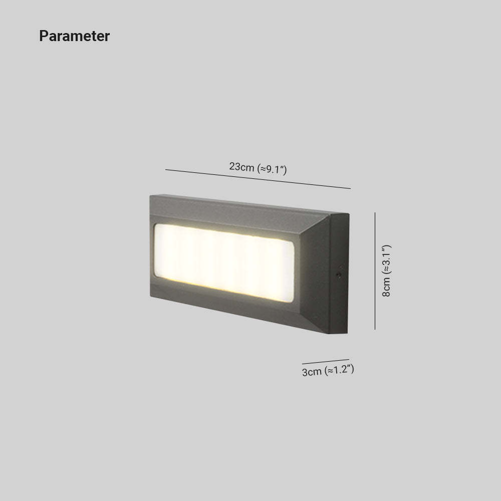 Orr Rectangular Step Light dimensions, 9.1"x3.1", outdoor lighting