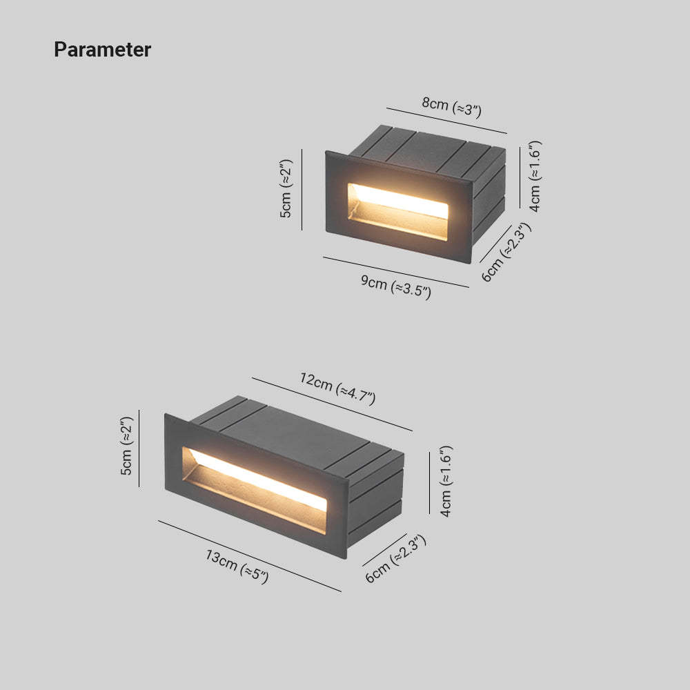 Orr Outdoor Step Light dimensions, Metal & Acrylic