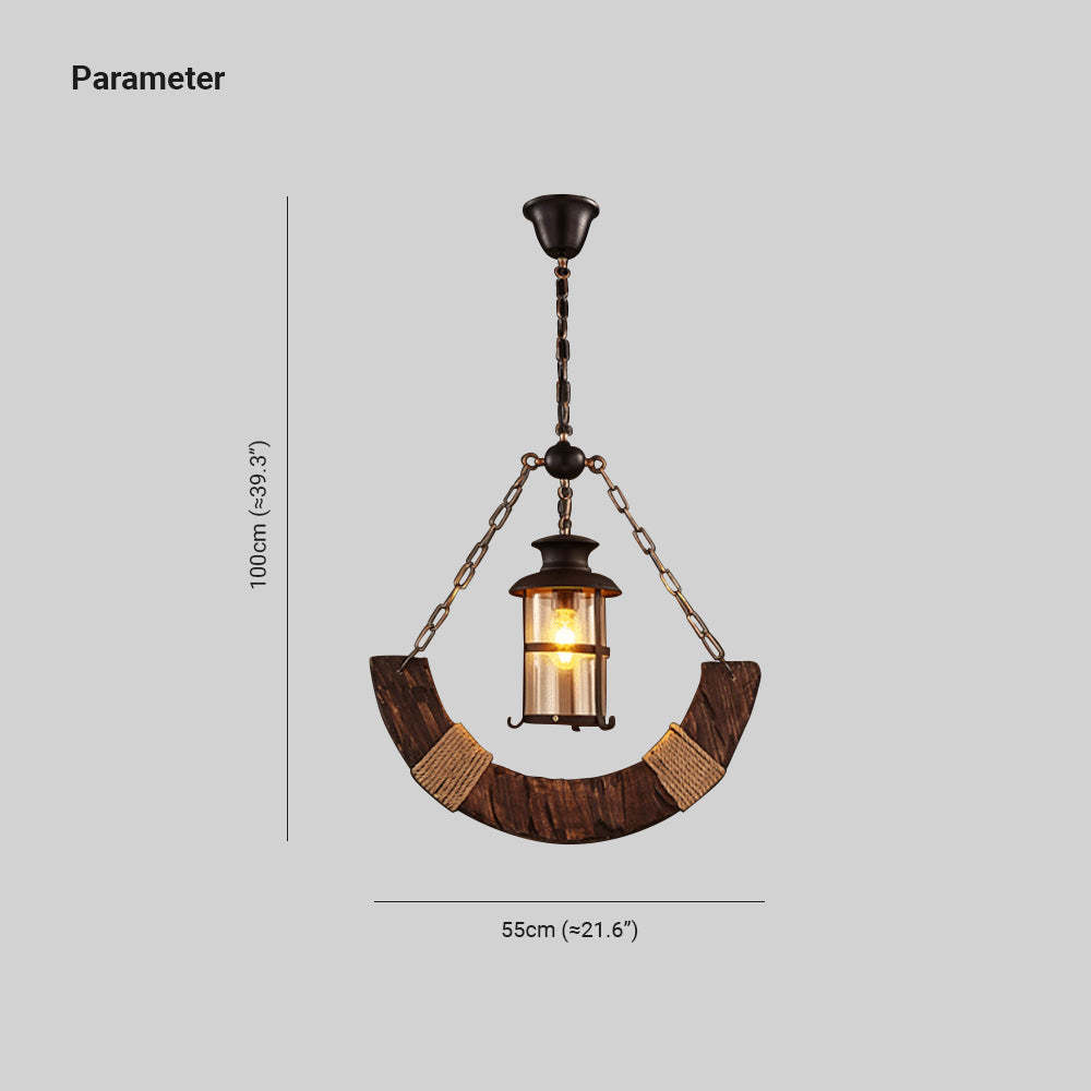 Arc Wood Lantern Pendant Light dimensions