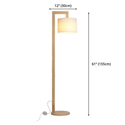 Ozawa Japanese Right Angle Arm Floor Lamp, , Wood/Fabric