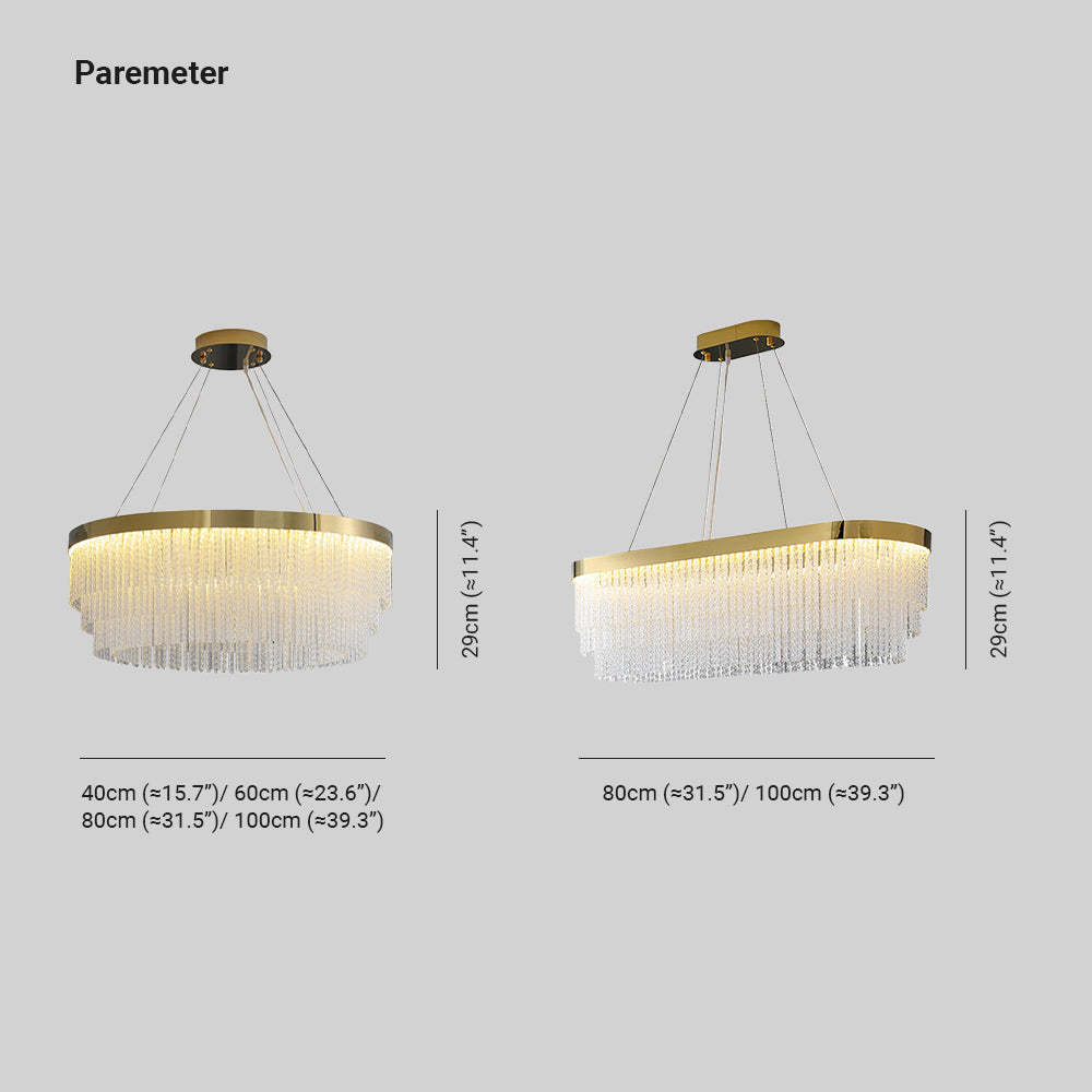 Colon Pendant Light Dimensions - Stainless steel crystal