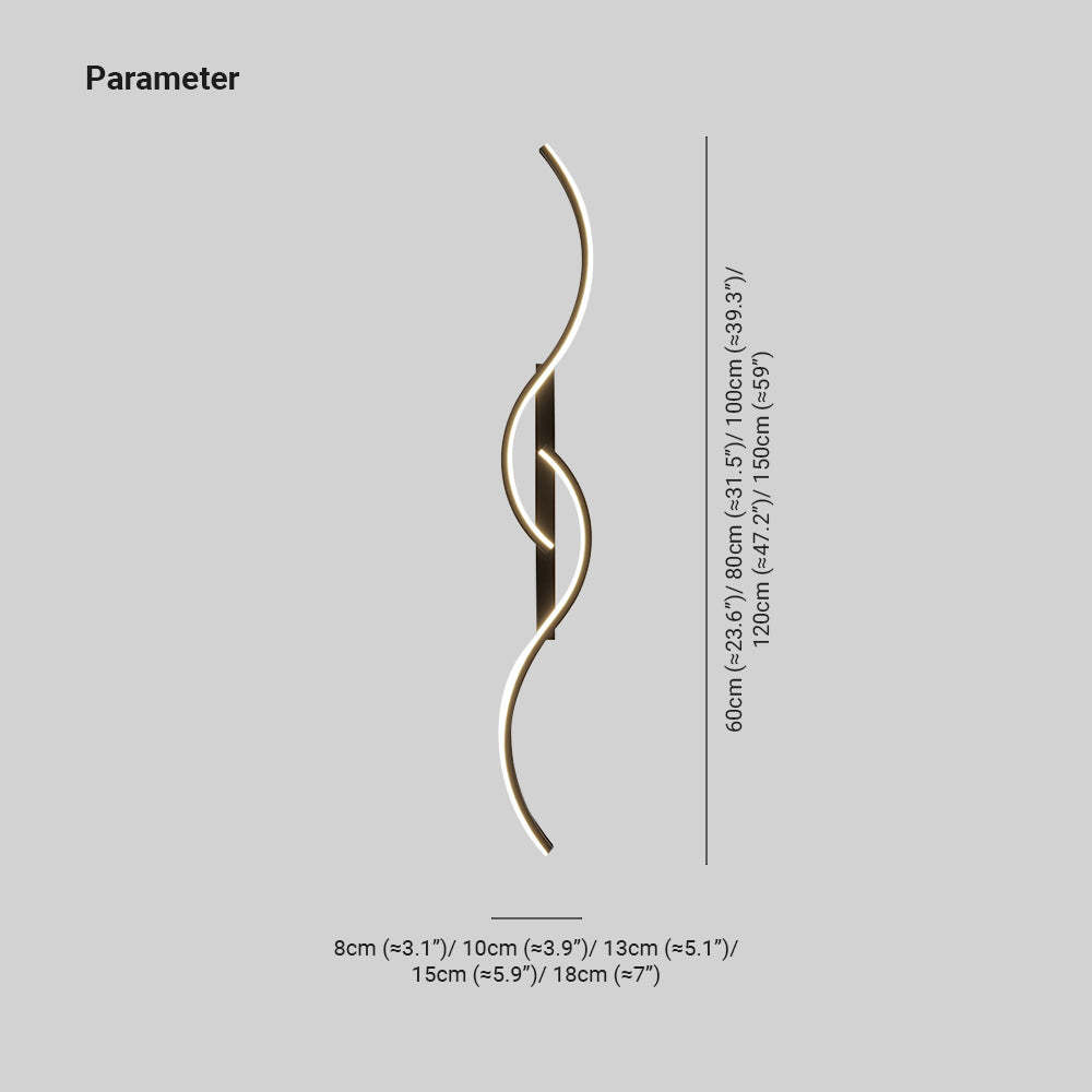 Louise Linear Wave Wall Lamp Dimensions
