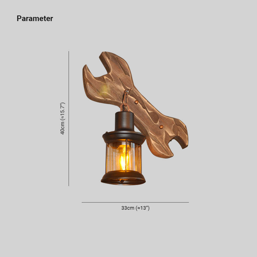 Austin Wall Lamp: Wood Spanner & Metal Lantern