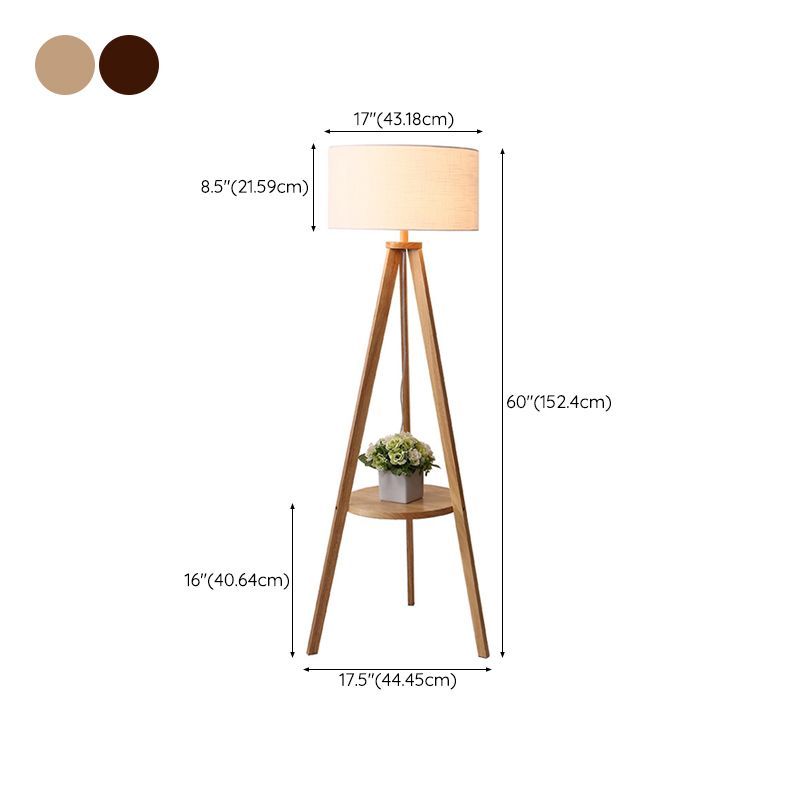 Ozawa Wooden Triangle Floor Lamp with Fabric Shade Ozawa Floor Lamp Triangle Vintage, Wooden/Fabric, , Living Room