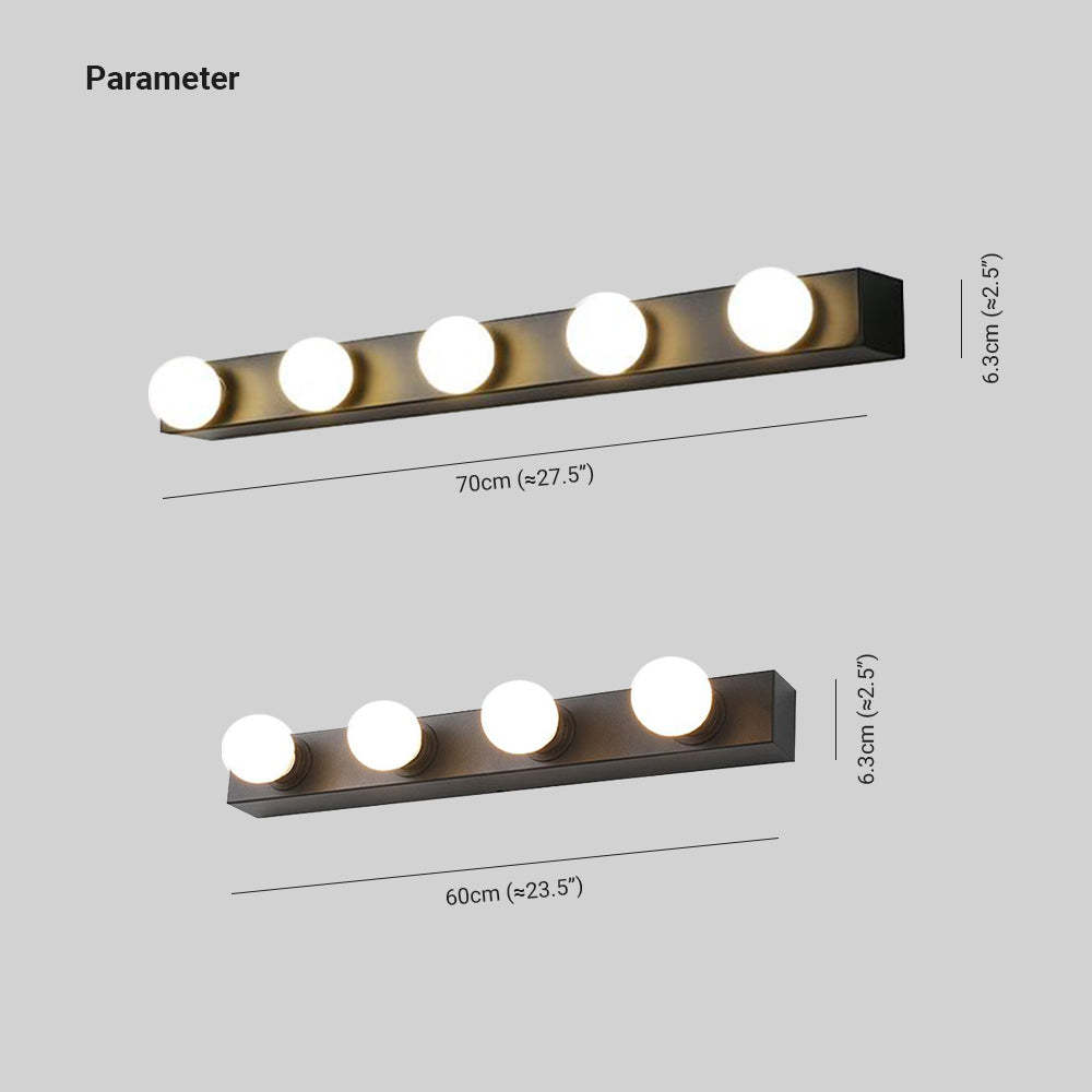 Valentina Metal Wall Lamp Dimensions, 70cm and 60cm models