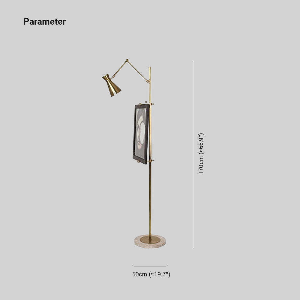 Carins Modern Art-deco Metal Easel Adjustable Floor Lamp, Brass