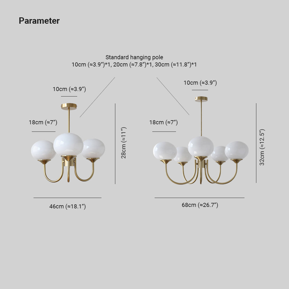 Hailie Chandelier Dimensions - Art Deco Lighting Specs