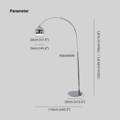 Salgado Modern Arc Metal Floor Lamp, Chrome, Study/Bedroom