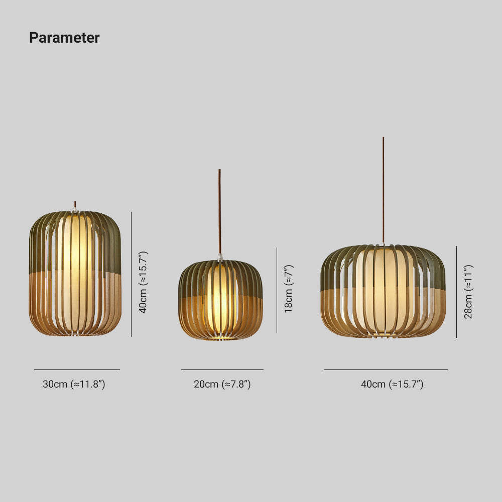 Ozawa Pendant Light Dimensions: Wood and Fabric Sizes
