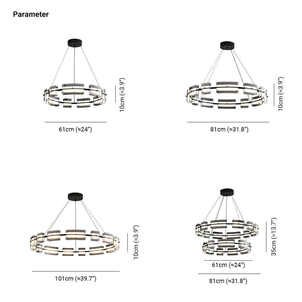 Evette pendant light dimensions, different size options