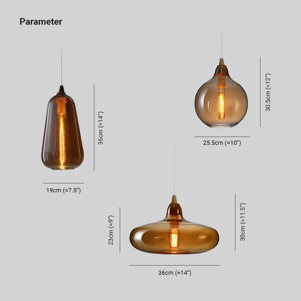Hailie Modern Art Amber Pendant Light Glass Metal Bedroom