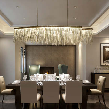 Luxury tassel pendant light over dining table