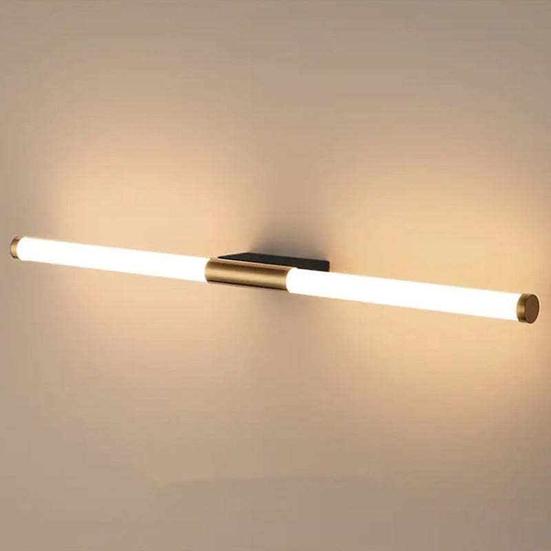 Leigh Wall Lamp: Metal linear light with gold accents.