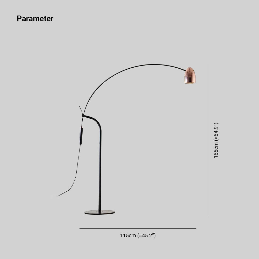 Cooley Arc Floor Lamp dimensions: 165cm height, 115cm base.