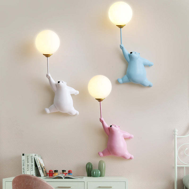 Bear Balloon Wall Lamp for Kids, Children's Bedroom Lighting