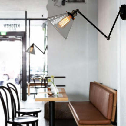 Brady Industrial Wall Lamp in Cafe, Adjustable Arm