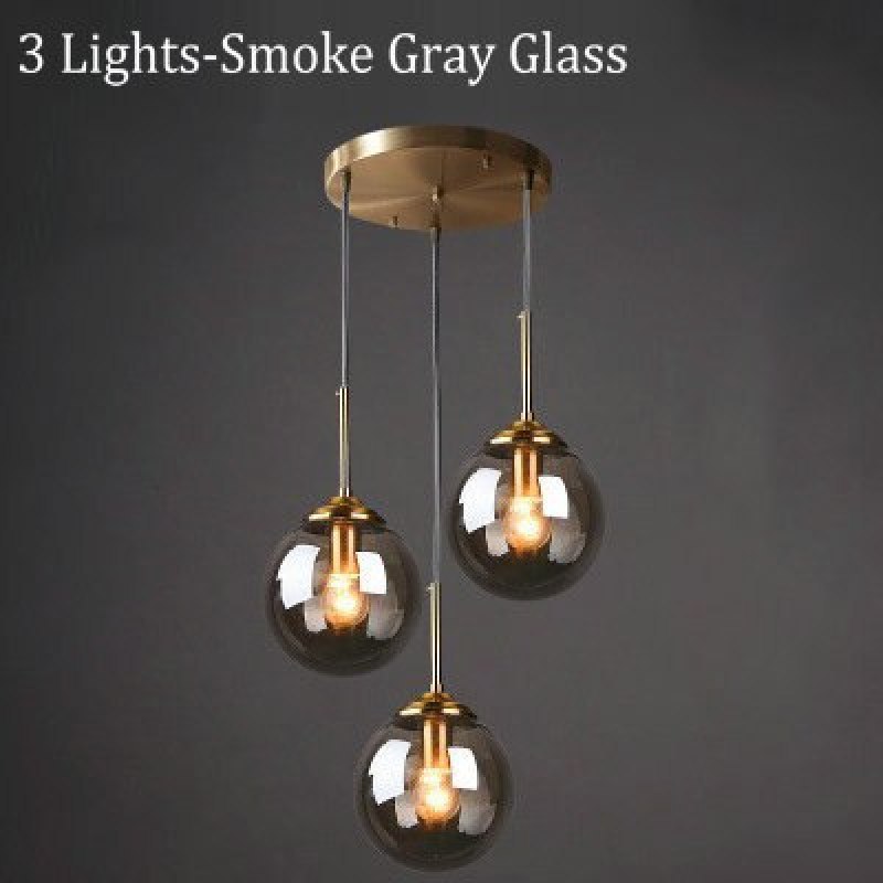 Valentina 3-Light Smoke Gray Glass Pendant Light