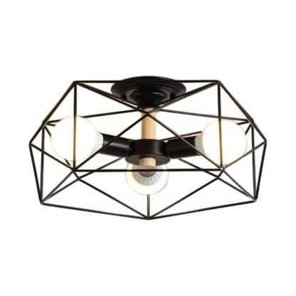 Black geometric metal ceiling light fixture, Lassola Cooley model