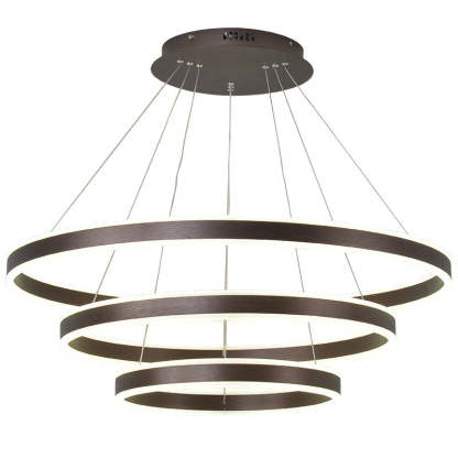 Arisha Coffee LED Pendant Light, 3-Ring Chandelier