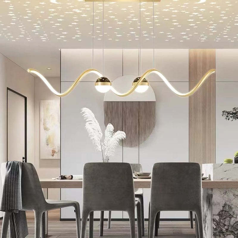 Madina Nordic Pendant Light illuminating dining room with starry sky