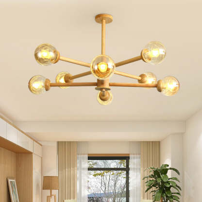Wood & Glass Bubble Pendant Light | Las Sola Lighting Ozawa Minimalist Bubble Wood/Glass Pendant Light