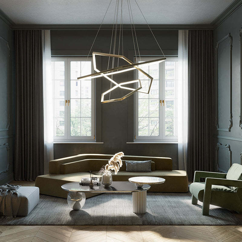 Modern living room with Edge geometric pendant light