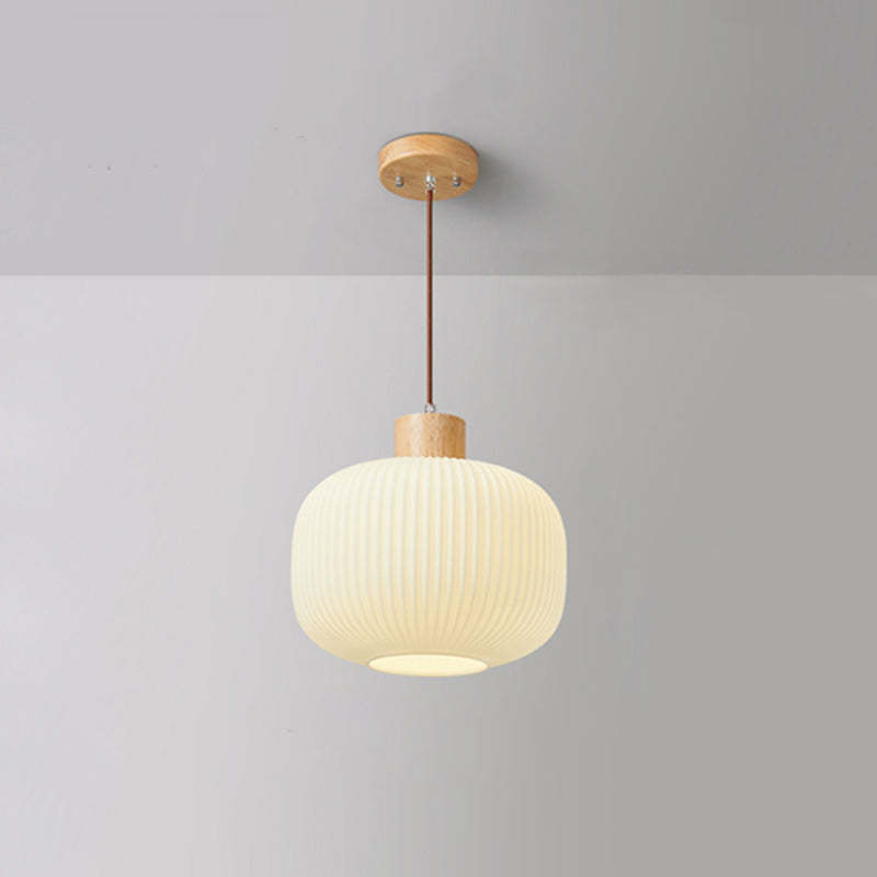 Ozawa modern wood glass pendant light. Contemporary lighting fixture. Ozawa Modern Wood Glass Pendant Light