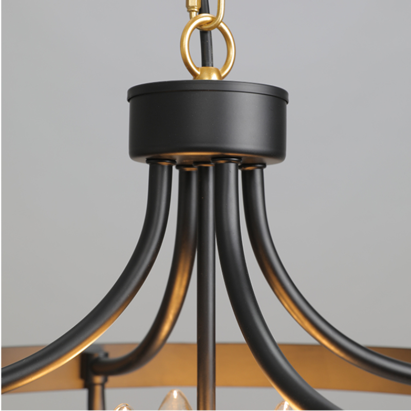 Alessio metal pendant light, close up of black fixture.