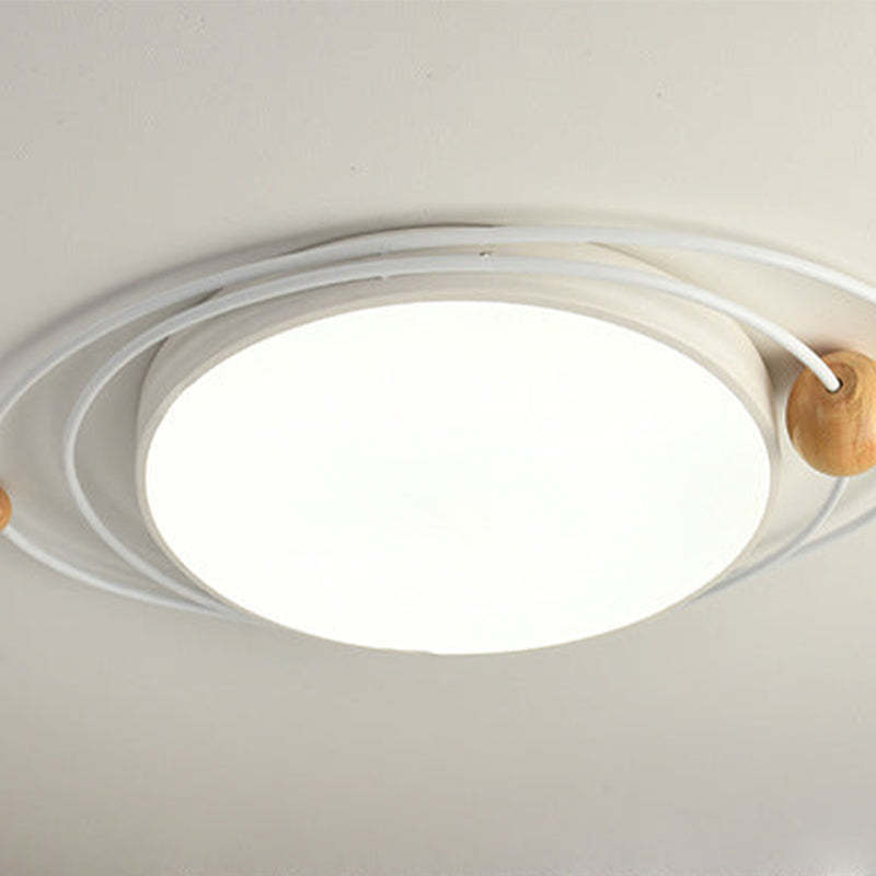 Quinn Modern Ceiling Light, Wood and Metal Detailing