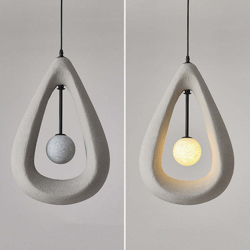 Byers Modern Pendant Light in teardrop shape with light on/off