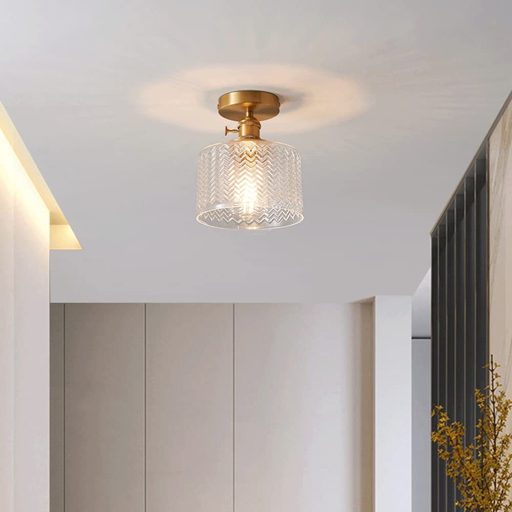 Quinn Flush Mount Ceiling Light in Hallway with Glass Shade