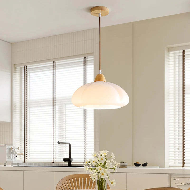 Hailie Retro Pendant Light illuminating a kitchen.