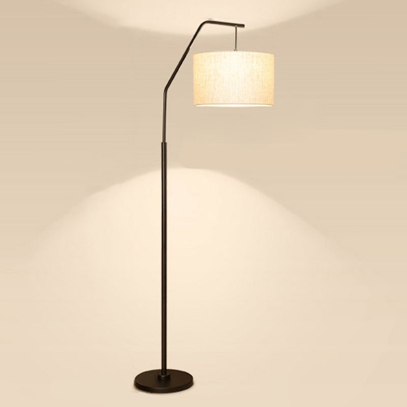 Eryn cylinder floor lamp with fabric shade. Modern Lighting.