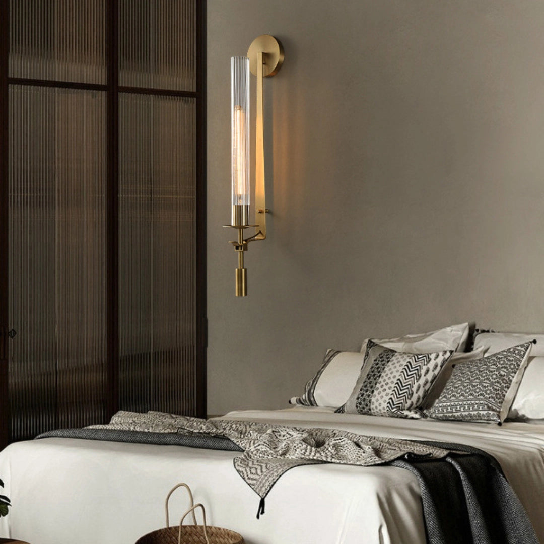 Alessio Minimalism Brass Metal Glass Wall Lamp Bedroom Living Room