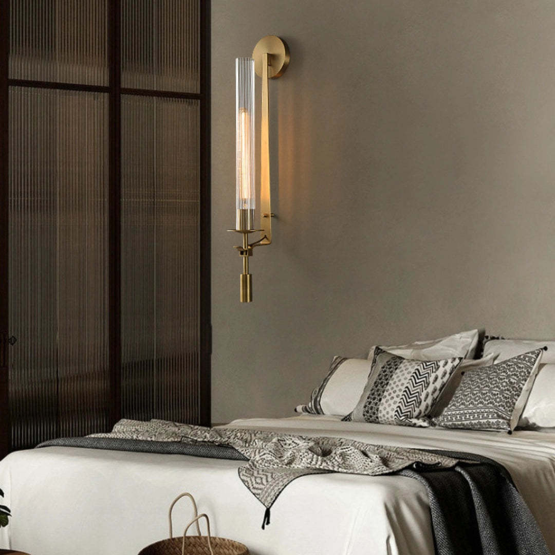 Alessio Minimalism Brass Metal Glass Wall Lamp Bedroom Living Room