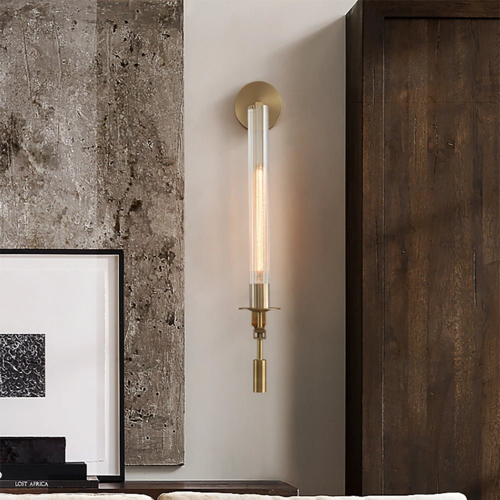 Alessio Minimalism Brass Metal Glass Wall Lamp Bedroom Living Room
