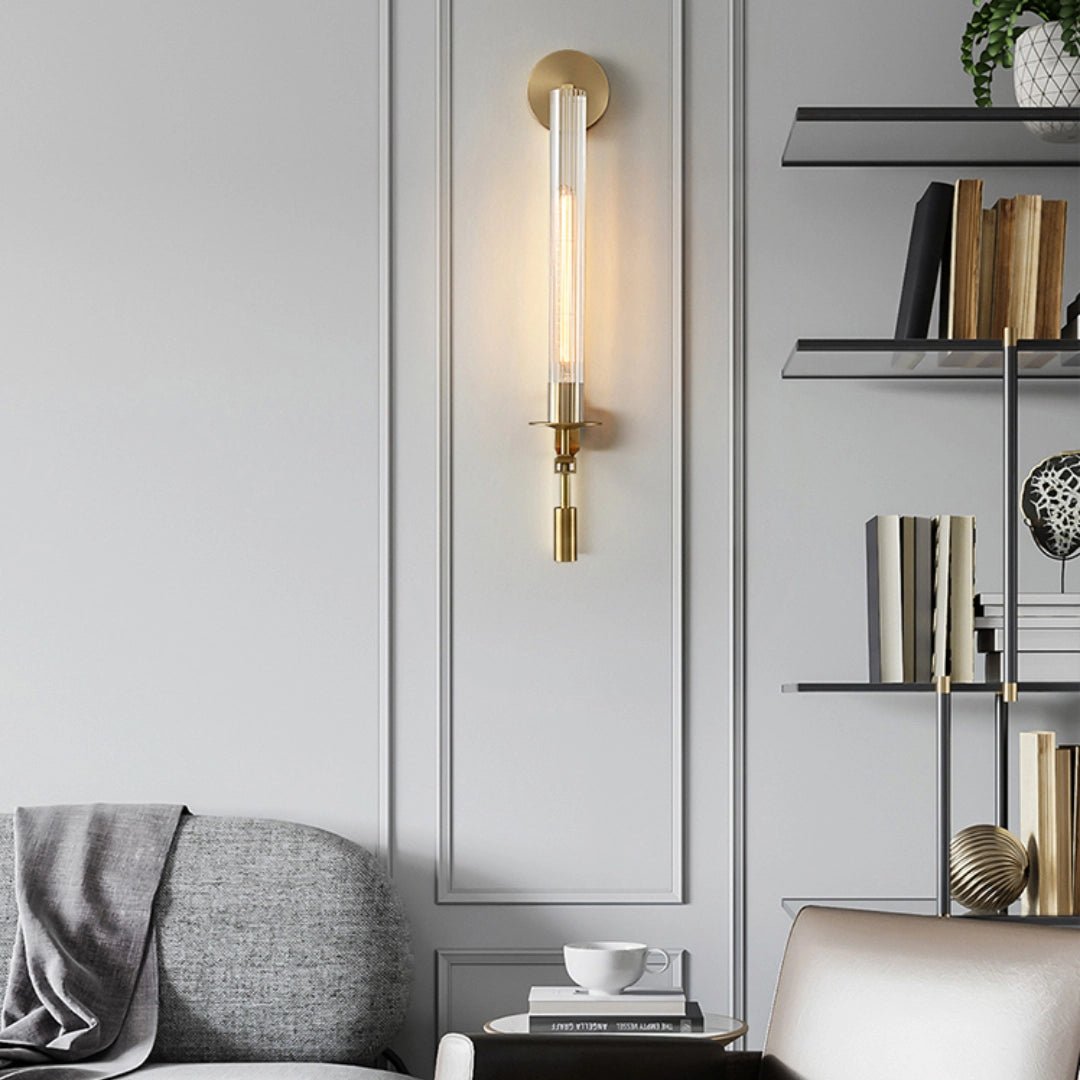 Alessio Minimalism Brass Metal Glass Wall Lamp Bedroom Living Room